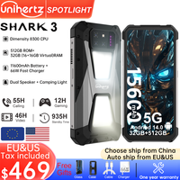 Unihertz  SHARK 3 by 8849 Smartphone Android 14 32GB 512GB Dimensity 8300 3K AMOLED Screen 11600mAh Night Camera 5G Rugged Phone