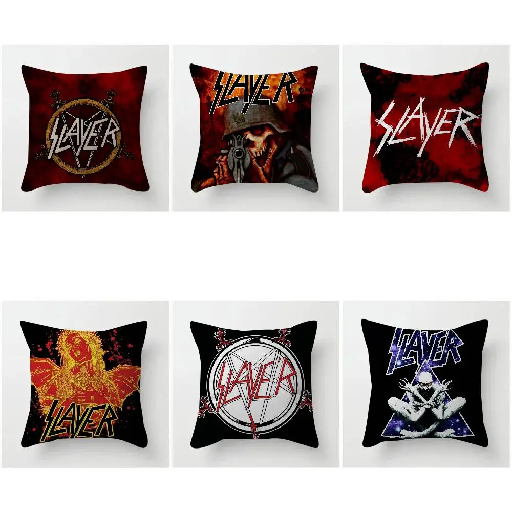 Classic band Slayer Double-sided Printed pillow cover Short plush Suitable living rooms bedrooms sofas throw cushion cover