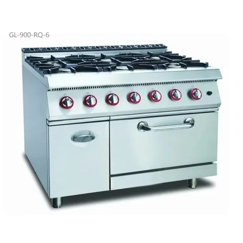 

Gas Cooker with 6 Burners ,Commercial Restaurant Kitchen Stove, Stainless Steel Counter top Gas Equipment with Oven