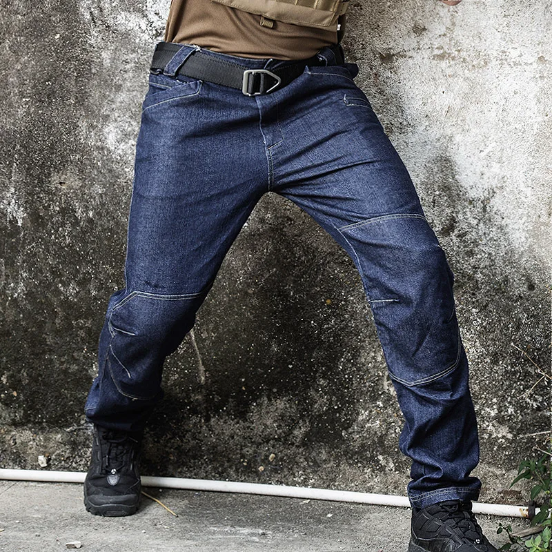 Tactical Jeans Military Denim Pants Men Elasticity Combat Jeans Male SWAT Multi Pocket Joggers Multiple Pockets Trousers Hombre