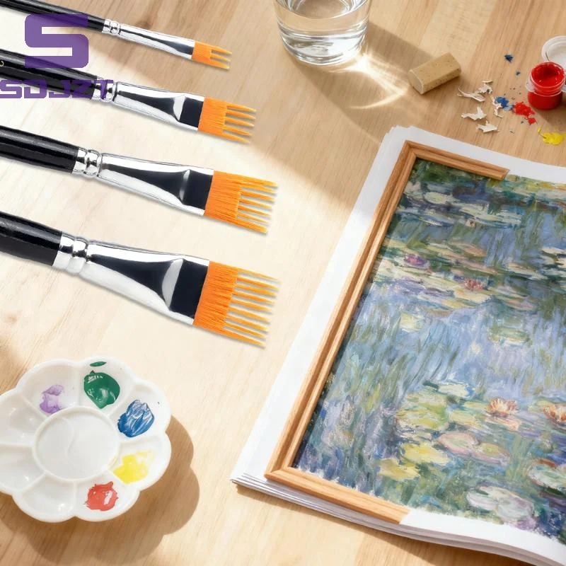 4Pcs Serrated Paint Brush Set Watercolor Oil Art Brushes For Landscape Painting Students Artists