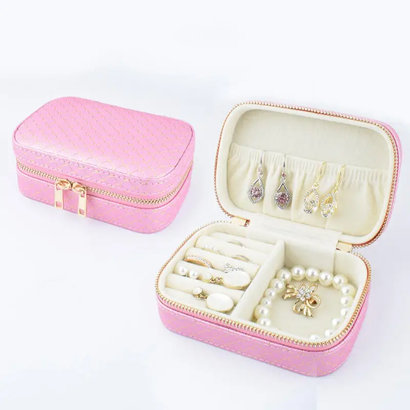 Mini Portable Travel Jewelry Storage Box Pu Leather Multifunctional Storage Box For Necklace Bracelet Earrings Ring Storage