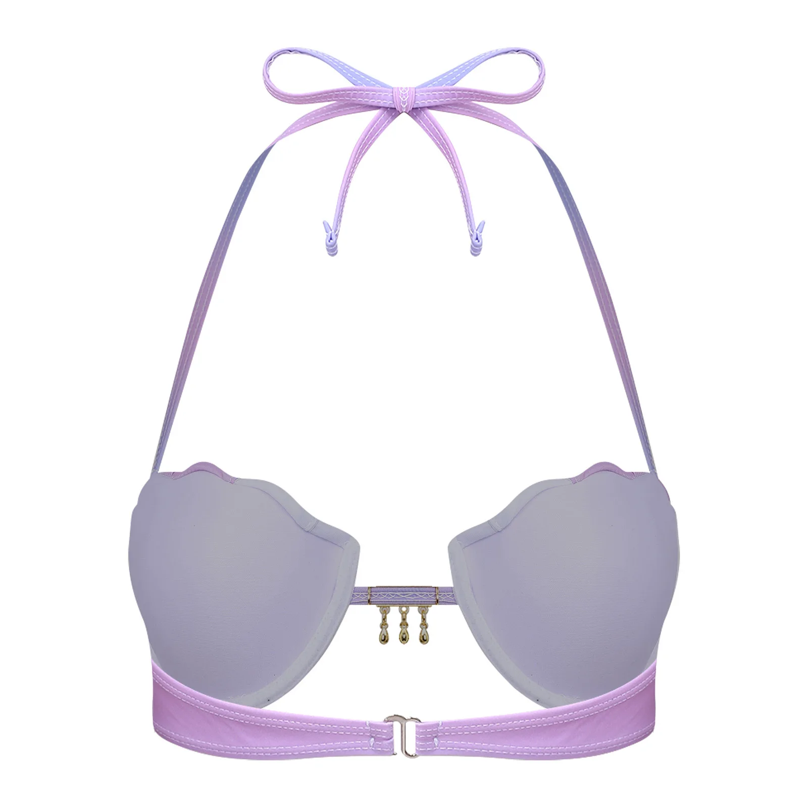 Women Shell Shape Cup Bikini Bra Swimwear Push-up Underwire Halter Swim Top Beach Pool Sunbathing Bathing Suit Halloween Costume