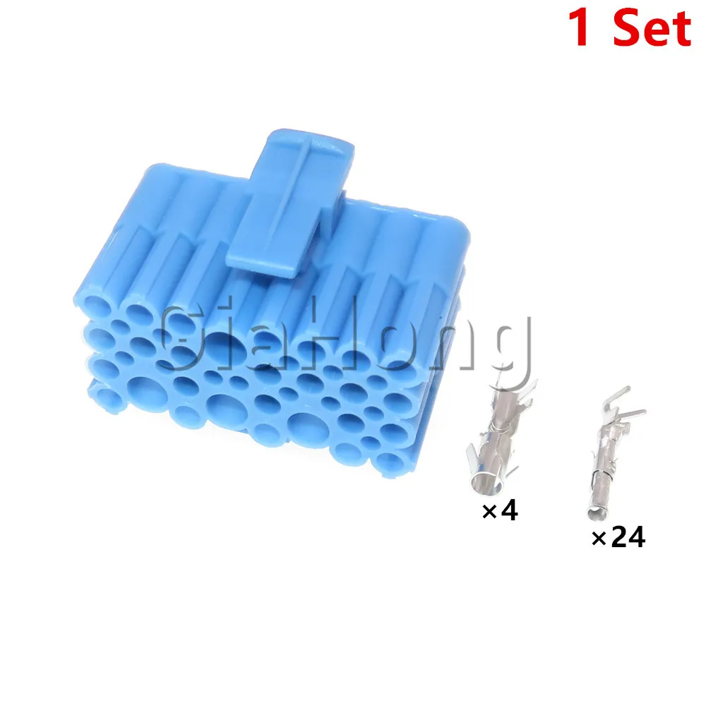 1 Set 28 Ways Automobile Wire Cable Terminal Composite Plug AC Assembly Blue Car Connector Automobile Accessories