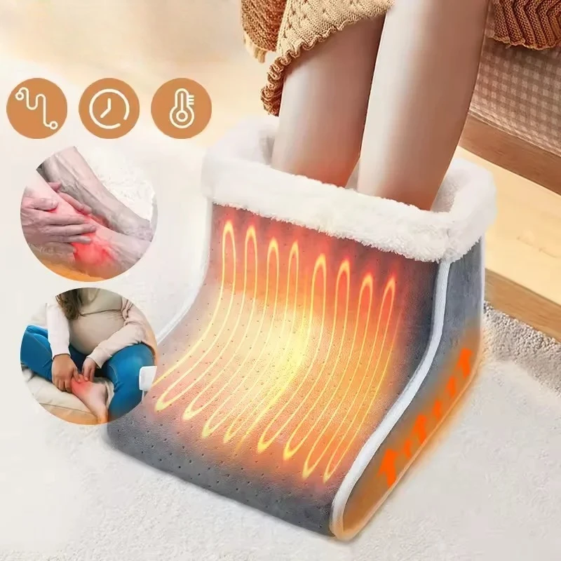 

USB Electric Foot Heater Household Foot Warmer Slipper Comfort Plush Suede Foot Cover Feet Heating Pad For Home Bedroom Sleeping