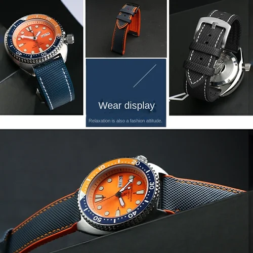 Imagen 2 del producto Correa de reloj híbrida FKM de nuevo diseño, correa de reloj de goma fluorada unisex, correa suave FPM para cada marca, resistente al agua, 20/21/22/23/24mm