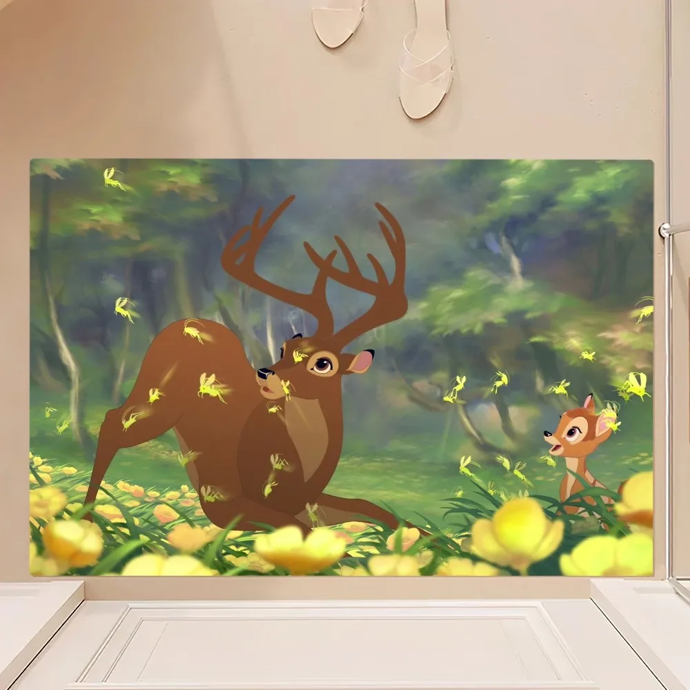 MINISO Disney Cartoon Bambi Cute Floor Mat Bedroom Kitchen Door Bath House Super Absorbent Foot Non-slip