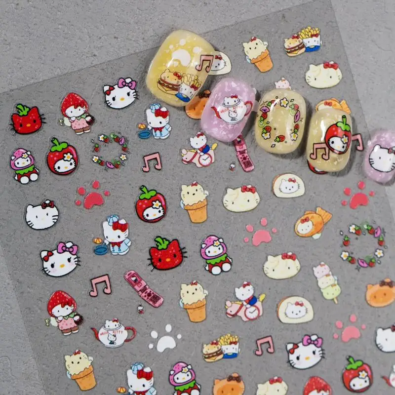 Sanrio Kawaii Hello Kitty Nail Stickers Student Cartoon Cute Pochacco Christmas Waterproof Decorate Stickers Girl Holiday Gifts