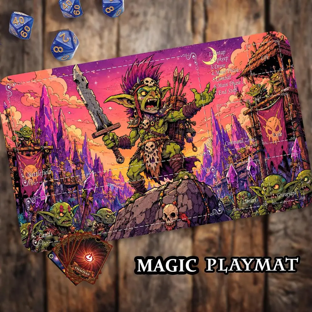 Skull Purple-Haired Goblin TCG Playmat Magic Card Battle Mat Non-Slip Durable 35X60cm Commander Playmat Board Game Mat for TCG