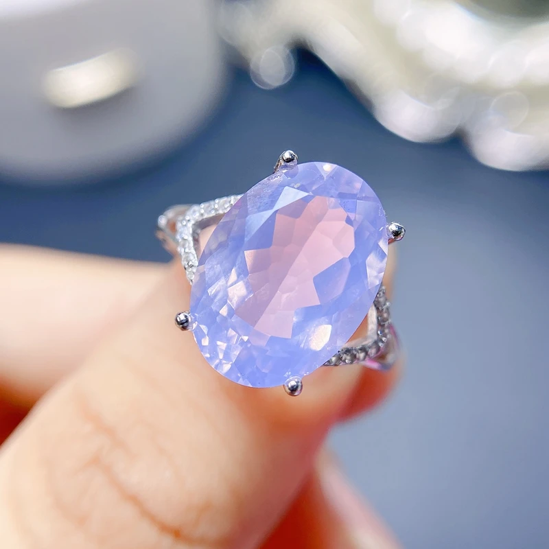 Rare color Lavender CRYSTAL RING 925 Sterling Silver Ring women's grand new product