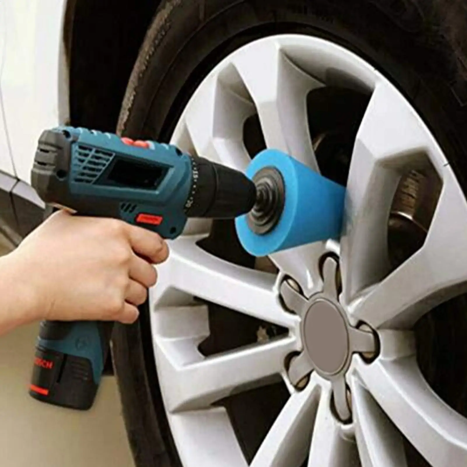 

Wheel Polishing Kit For Drill 5 Pieces Washable Sponge Polishing Pad For Car Wheel Hub Care Detailing Metal Aluminum Stainless