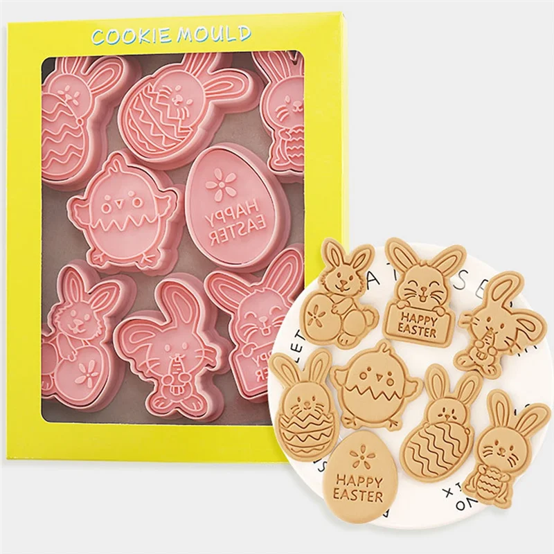 ABWR-16PCS Easter Cookie Cutter Mold Easter Eggs  Chick Biscuit Fondant Mould For Easter Party Cake Decoration Easy To Use