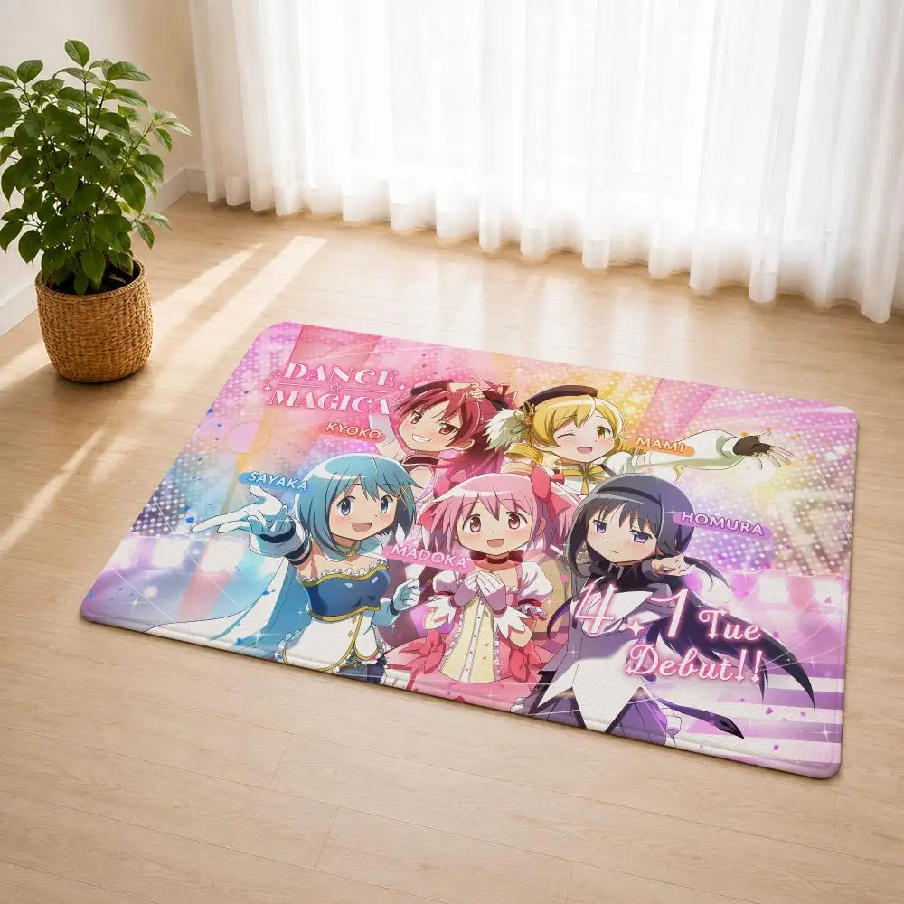 P-puella Magi Madoka Magica Floor Mat Flannel Rug Soft Non Slip Door Mat For Bathroom Bedroom Kitchen Living Room Home Decor