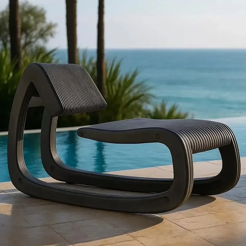 for Black Outdoor Lounge Chair Simple Design Comfortable Garden Terrace Pool Furniture