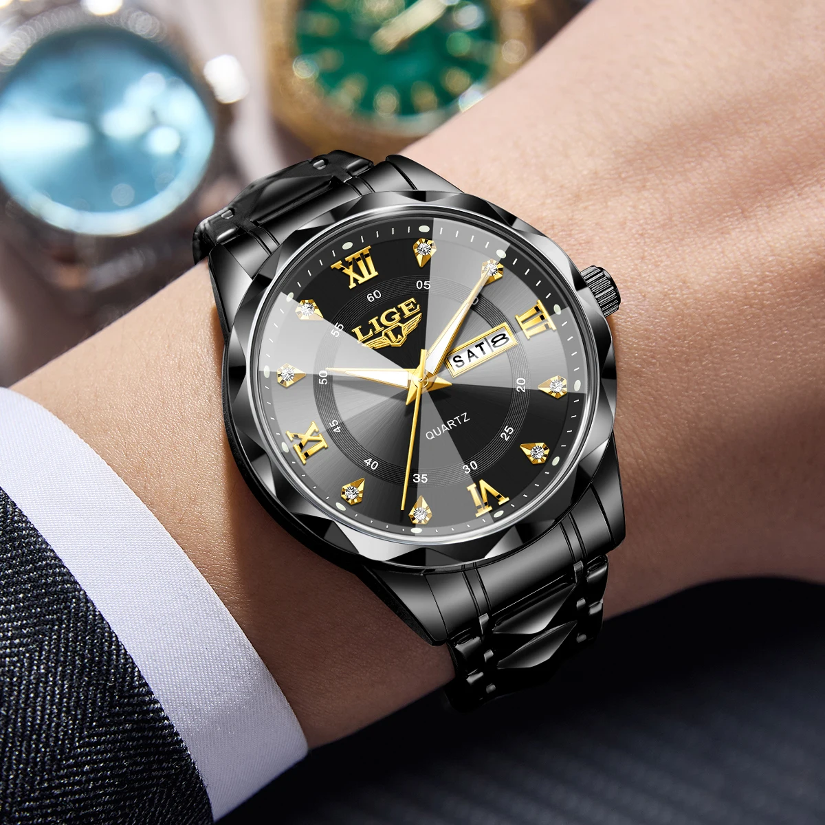 Złoto-czarny męski luksusowy z – Luxury Watch Gold And Black recenzja i cena