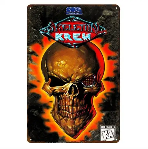 Placa de Metal Decorativa Skeleton Crew Retro Video Game 20x30cm
