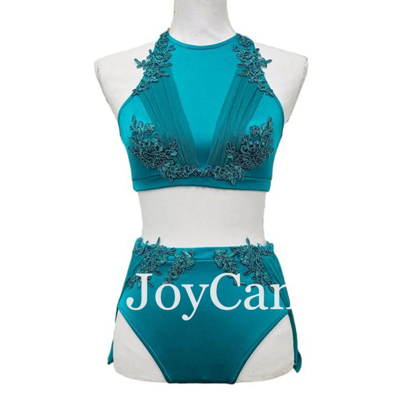 JoyCan Lyrical Dance Dress Blue Jazz Dance Costume Pole Dancing Clothes Girl Performance Training