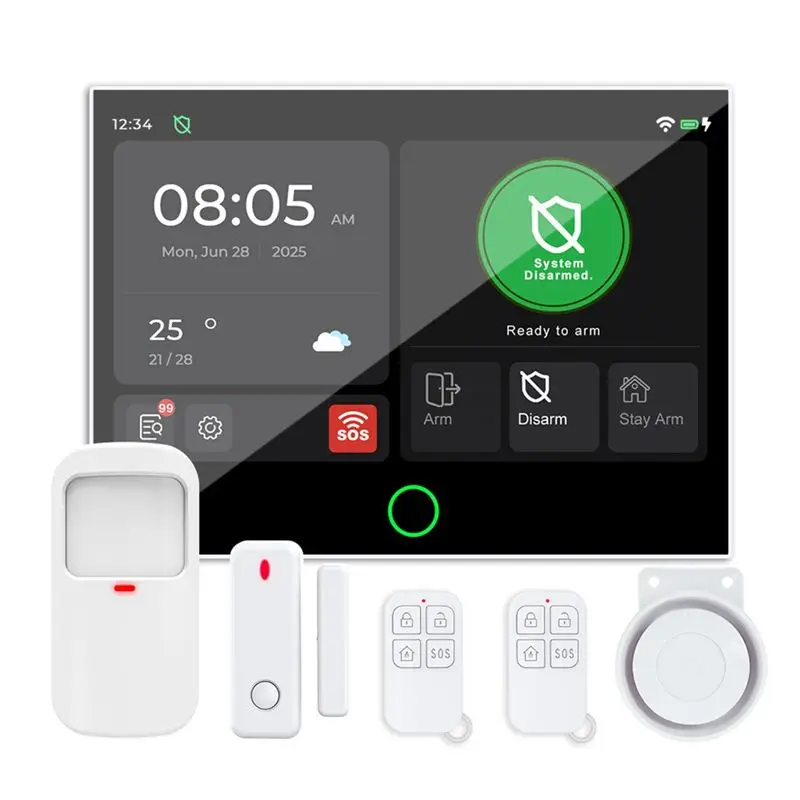 

Беспроводная система безопасности для умного дома с Wi-Fi, GSM, частотой 433 МГц, датчиком движения и датчиком открытия двери, совместимая с Tuya и Alexa, с поддержкой приложения, вилка стандарта ЕС.