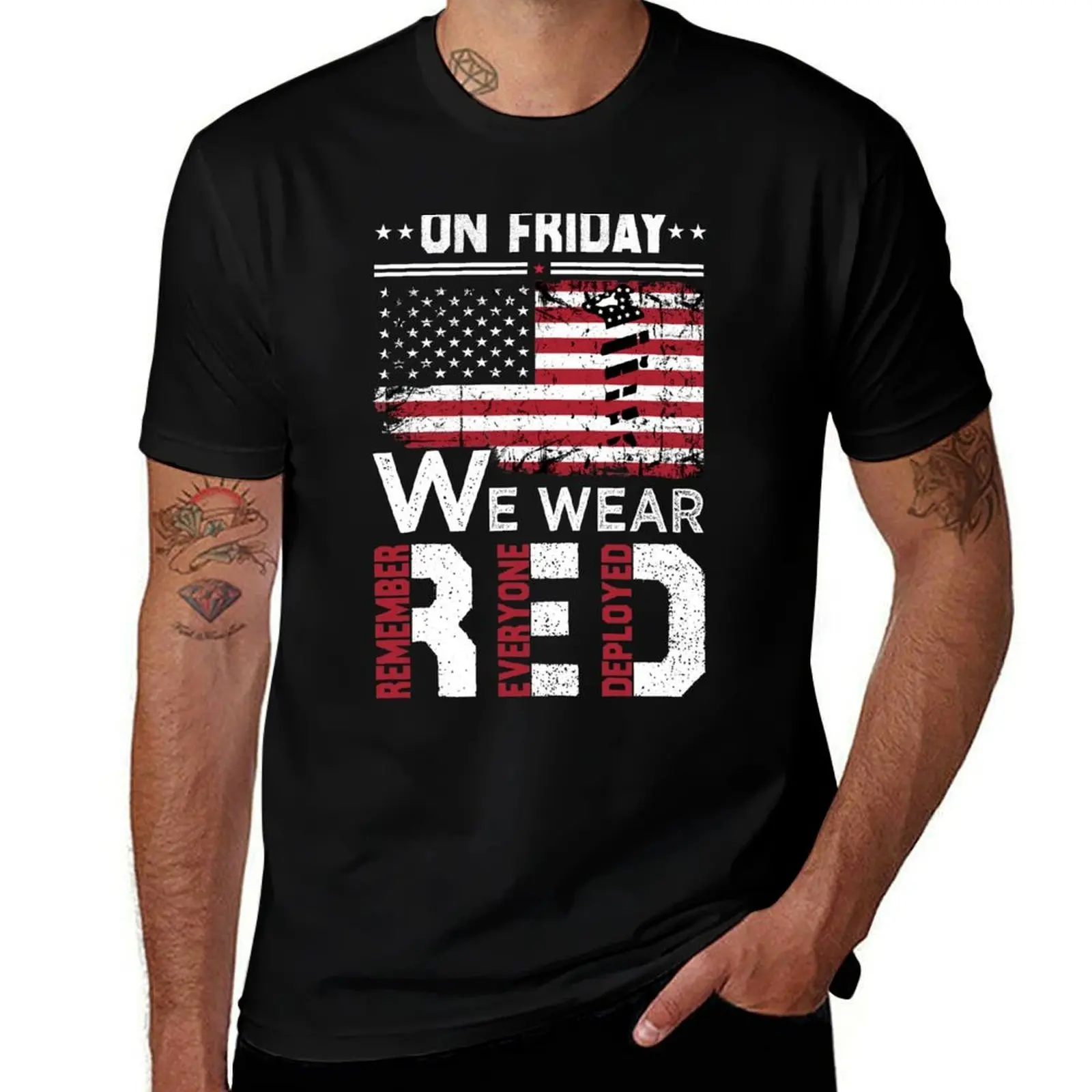 On Friday We Wear Red Remember Everyone Deployed Veteran day T-Shirt t shirt men 100% cotton luxury brand T-Shirt