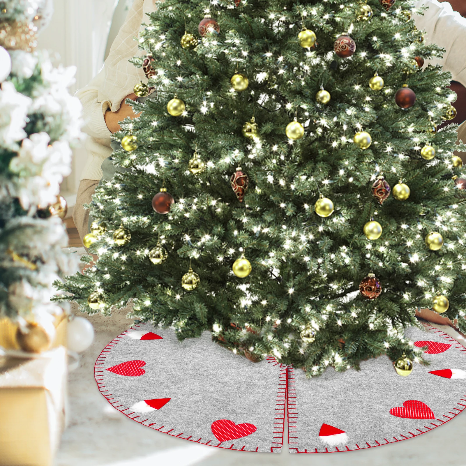 

1Pcs Xmas Tree Skirt Christmas Tree Dress with Realistic Texture Festive Atmosphere Decor for Indoor Outdoor Party Use
