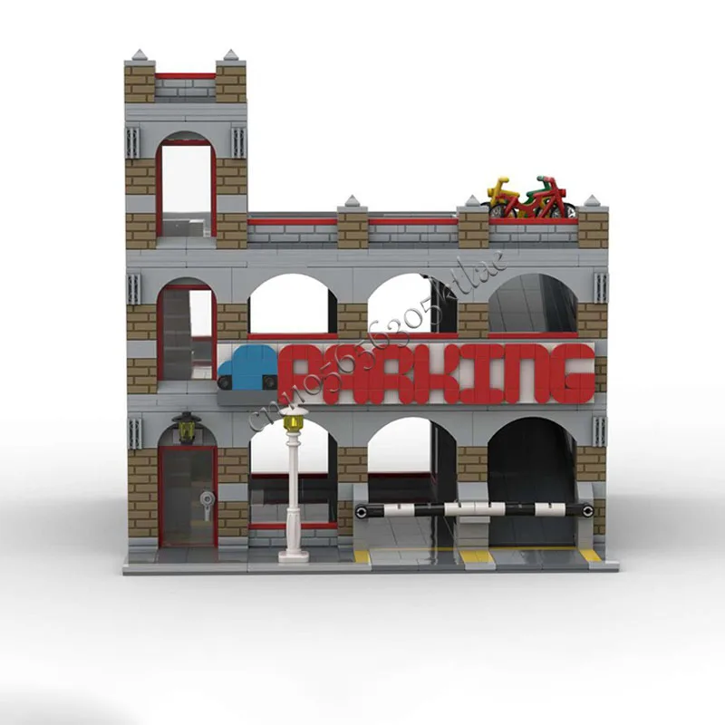 1213 PCS MOC Creativo Città Street View Modulare Piccola Auto Parcheggio Garage Modello Architettura Building Block Bambini Mattoni Giocattoli Regali