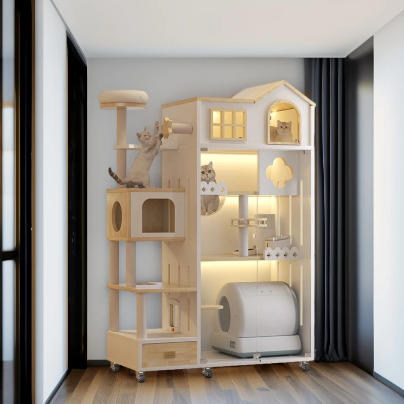 

Wooden Cat Cage House Customized Pet Houses Cat Cage Villa Large Indoor Large Cat Villa