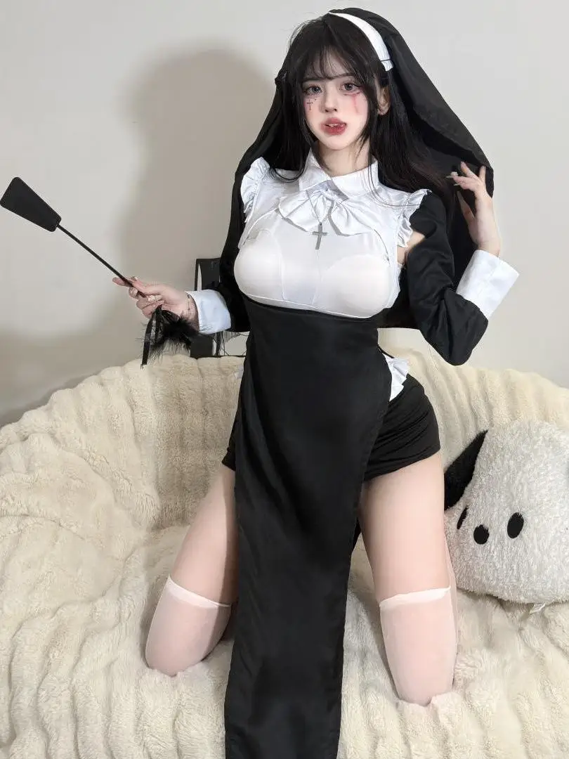 Sexy Nun's Costume Women's loween Cosplay Clothing Maid Outfit Set Student Work orm Alternative No Brand Registered Tr...