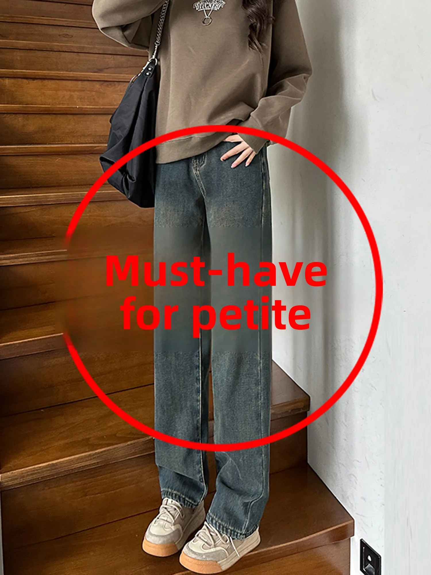 

Утягивающие широкие джинсы с высокой талией, прямой крой, маленькие женские весенне-осенние новые удобные эластичные джинсовые брюки