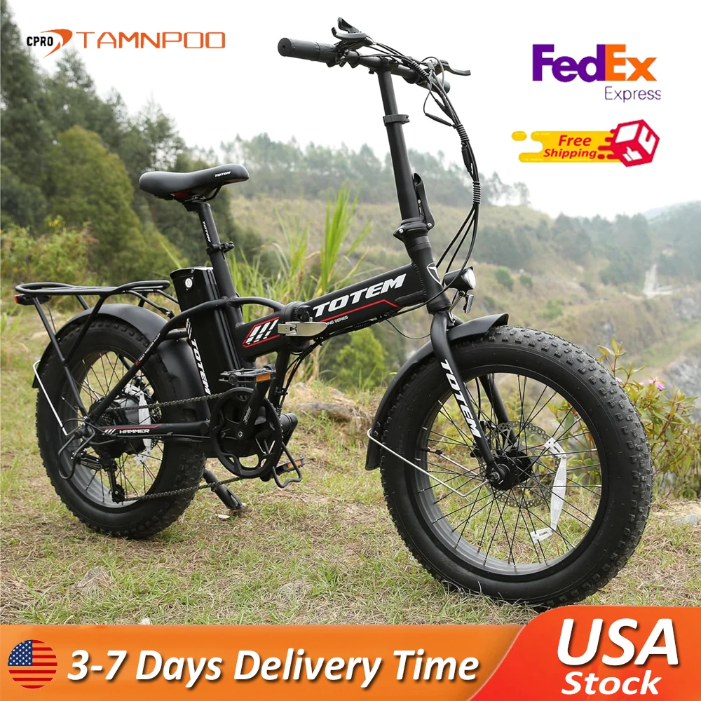 Electric Bike for Adults 500W Motor 48V 10.4Ah Battery Powerful Electric Bicycle Shimano 7-Speed 20” x 4” Fat Tire Folding Ebike