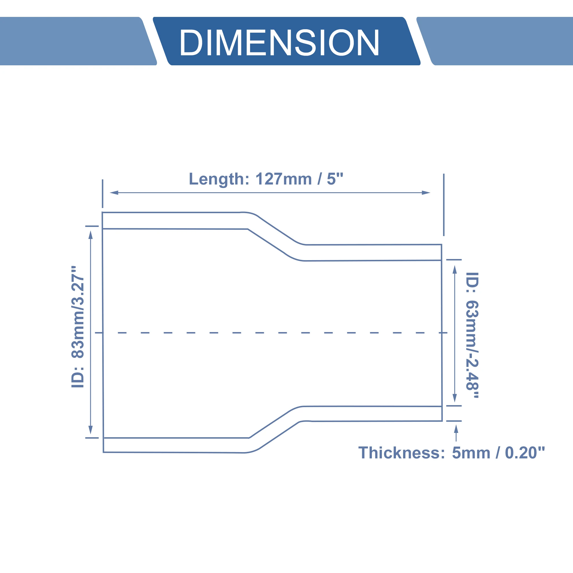 UXCELL ID 80-63mm 80-76mm 89-51mm 89-83mm 102-76mm 102-83mm 127mm Length 0 Degrees Car Silicone Hose w/ Clamps Coolant Hose