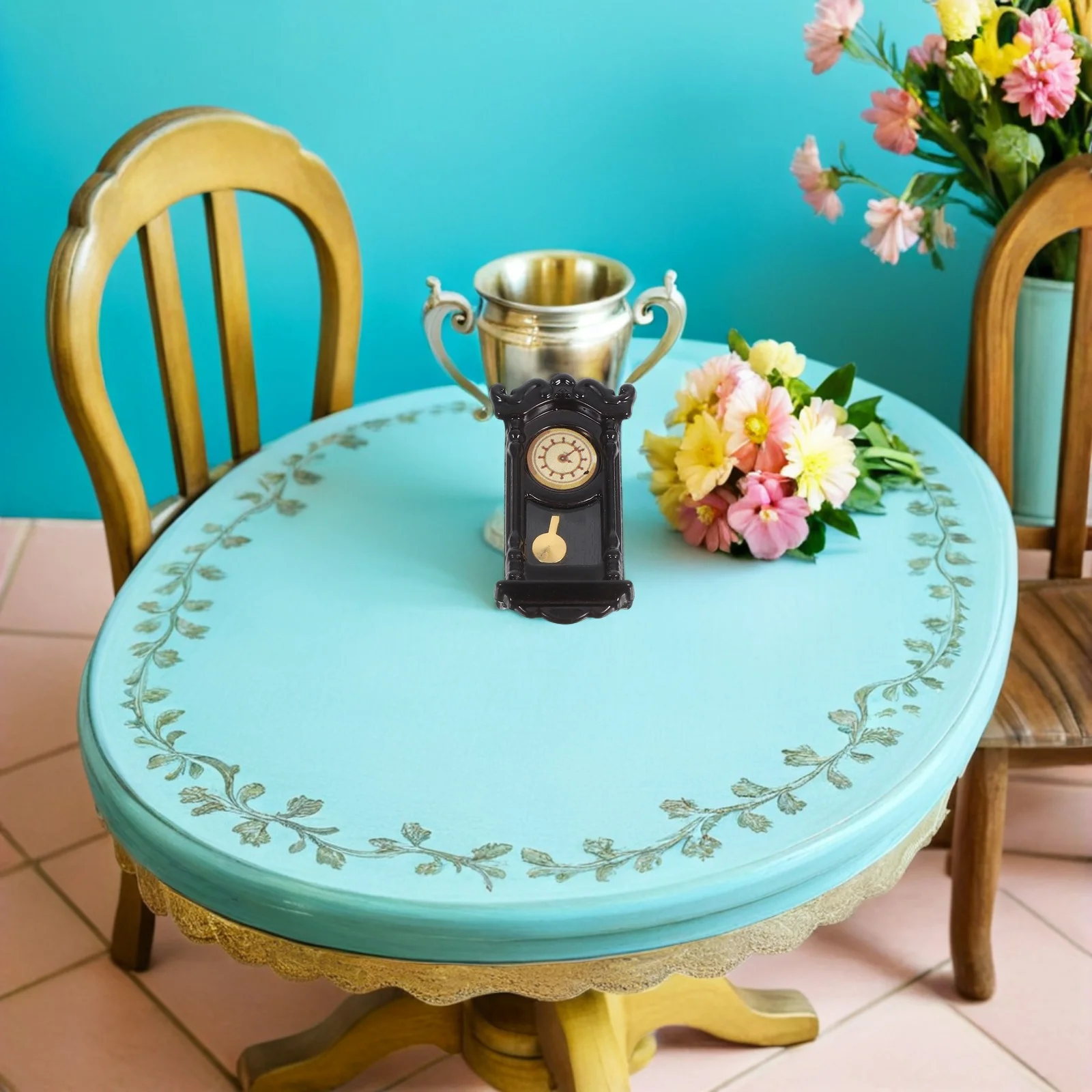 

2pcs Miniature Retro Wall Clock Vintage Simulation Pendulum Design For Dollhouse Decoration Small Furniture Props House Setup