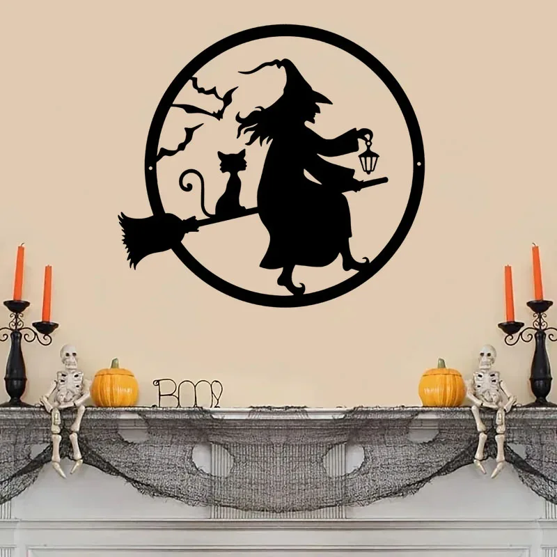 

Crafts Iron Witch Metal Witch Black Hanger Evil Decoration,Happy Halloween Door Witch Door Home Decor Front Porch Wall Decor