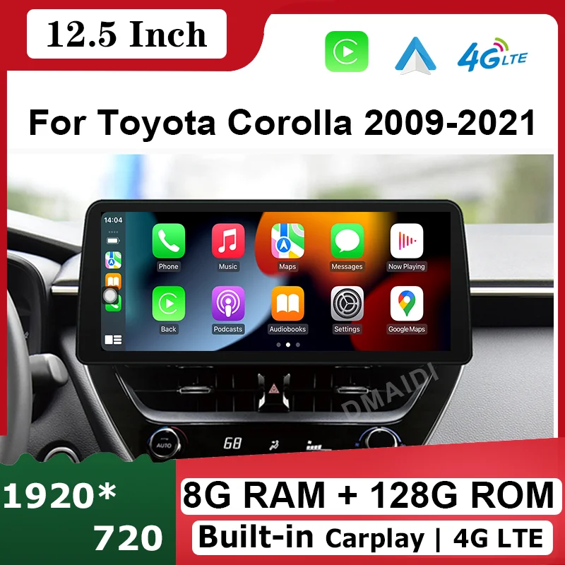 

For Toyota Corolla Railing Lingshang Asia Lion 2019-202112.5" 8+128G Car Multimedia Player Android 12 Radio GPS Navi CarPlay BT