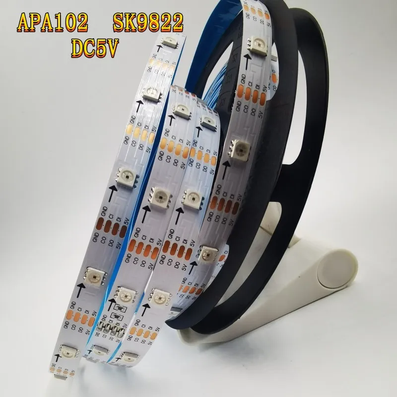 1/5M addressable APA102 SK9822 LED Strip Light 5V DATA and CLOCK seperately 30/60/144 leds/m SMD 5050 RGB pixel Smart Lamp Tape