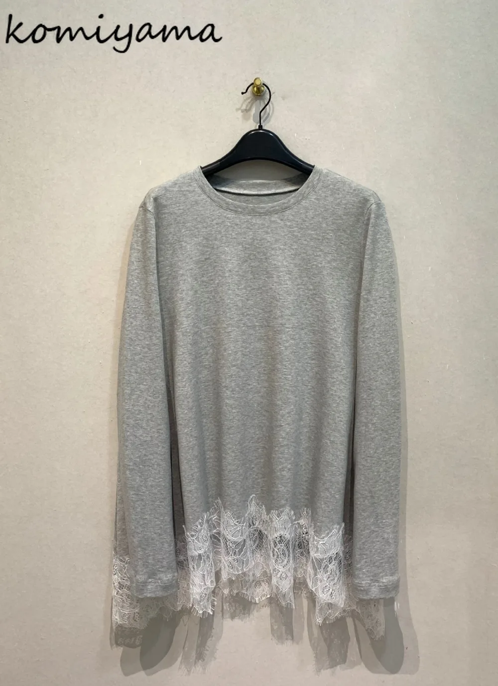 

Lace Spliced Ropa Mujer Round Neck Long Sleeve Tops Roupas Feminina Japan Style Woman Clothes Autumn New Bottomed Camisetas