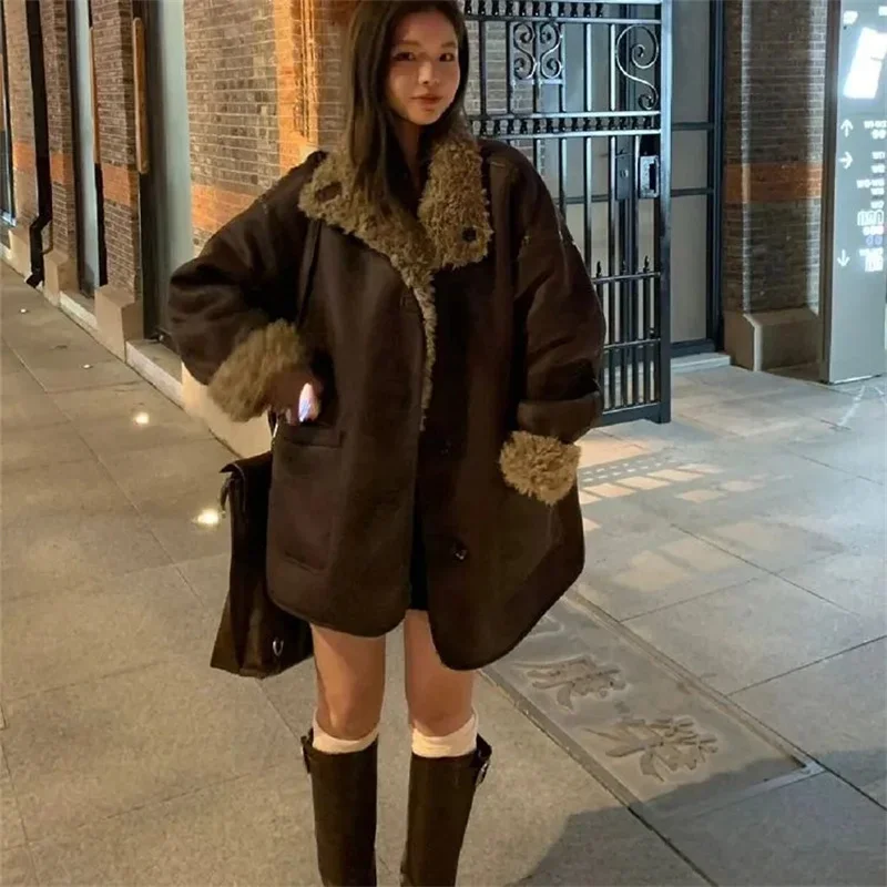 

2025 New Model Imitation Lamb Fur Thickened Winter Women's Coat Double Sided Fur One-Piece Coat For Women Mid To Long Winter