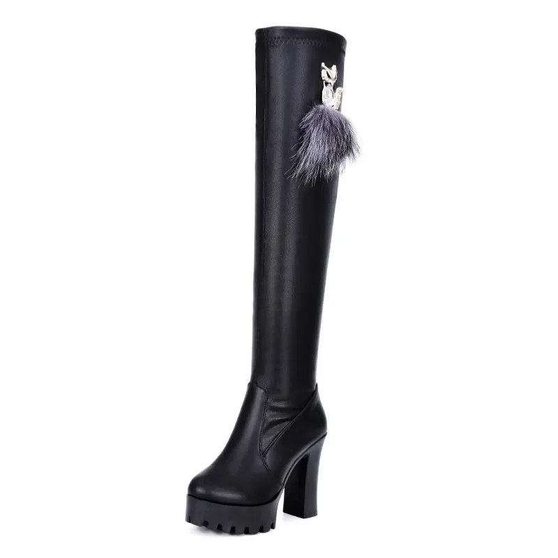 Sexy Thigh High Boots Women Autumn Winter Elastic Over The Knee Boots for Women Black Heels Long Shoes Zapatillas De Mujer