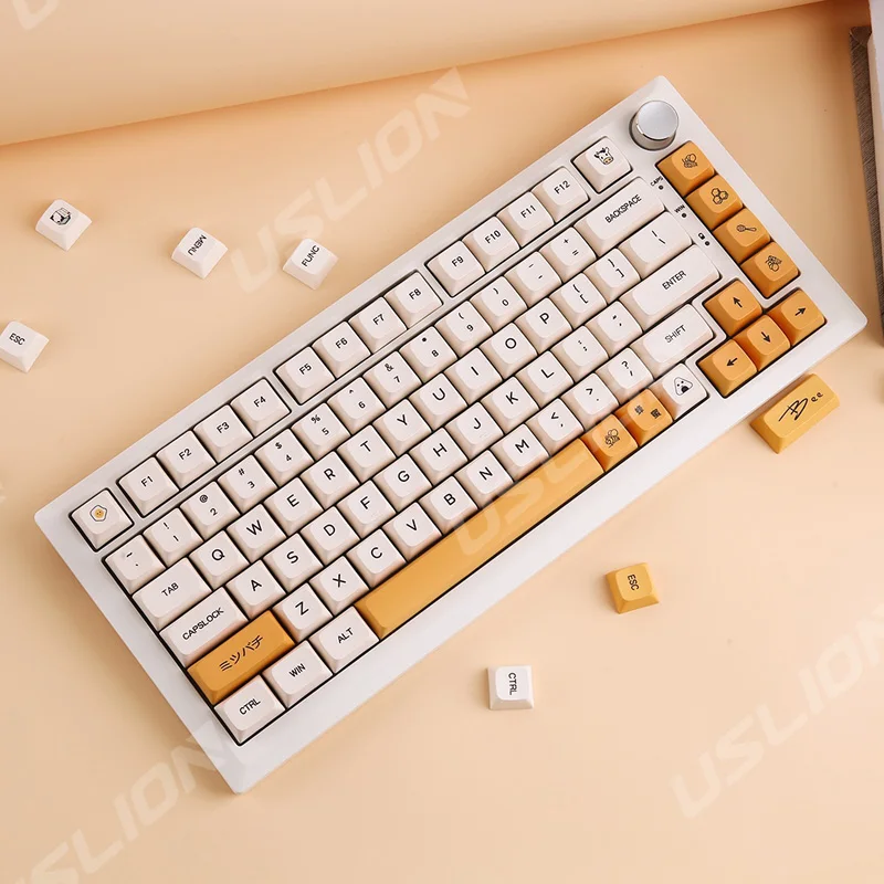 XDA-teclas PBT para teclado mecánico, conjunto de 140 teclas, coreano, japonés, inglés, tinte Sub, leche de miel, 61/64/68/84/75/87/96/104