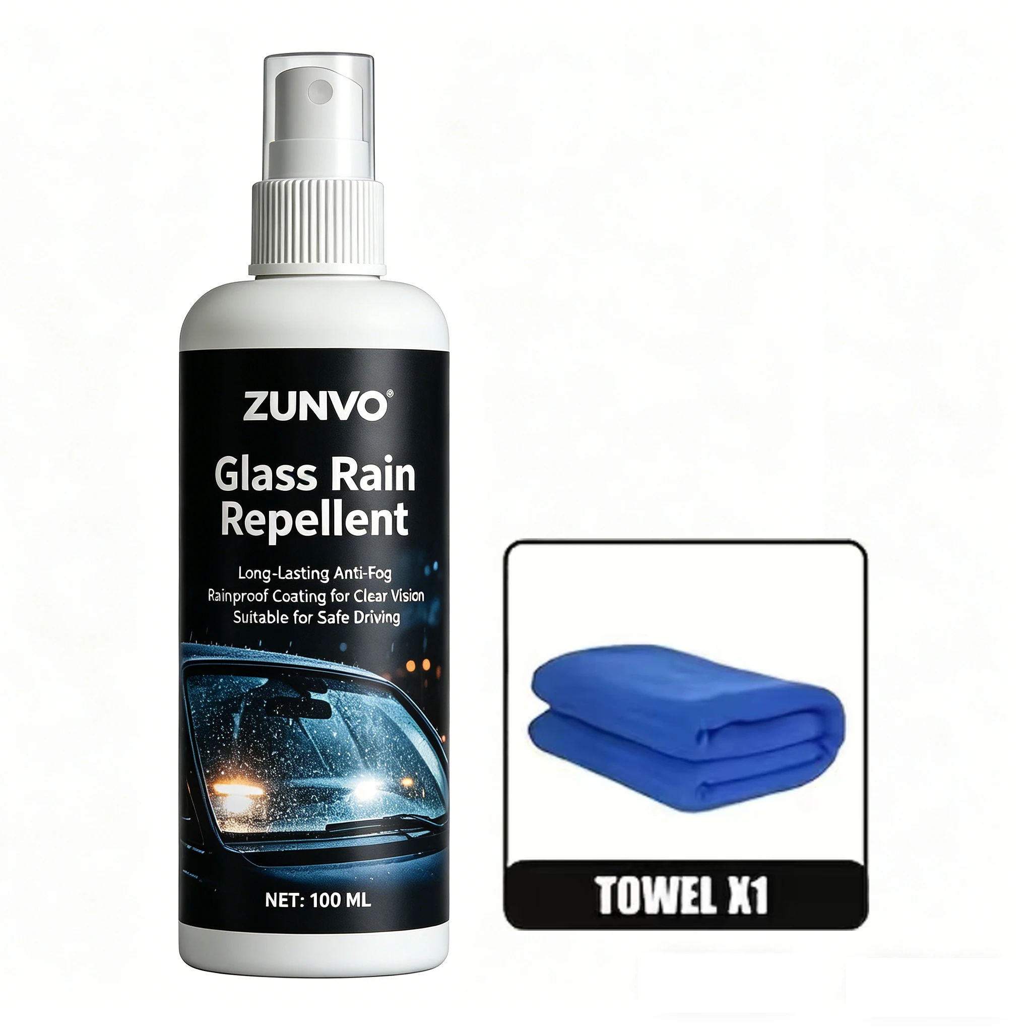 Glass Rain Repellent Spray Long-Lasting Anti-Fog Coating For Clear Driving Vision
