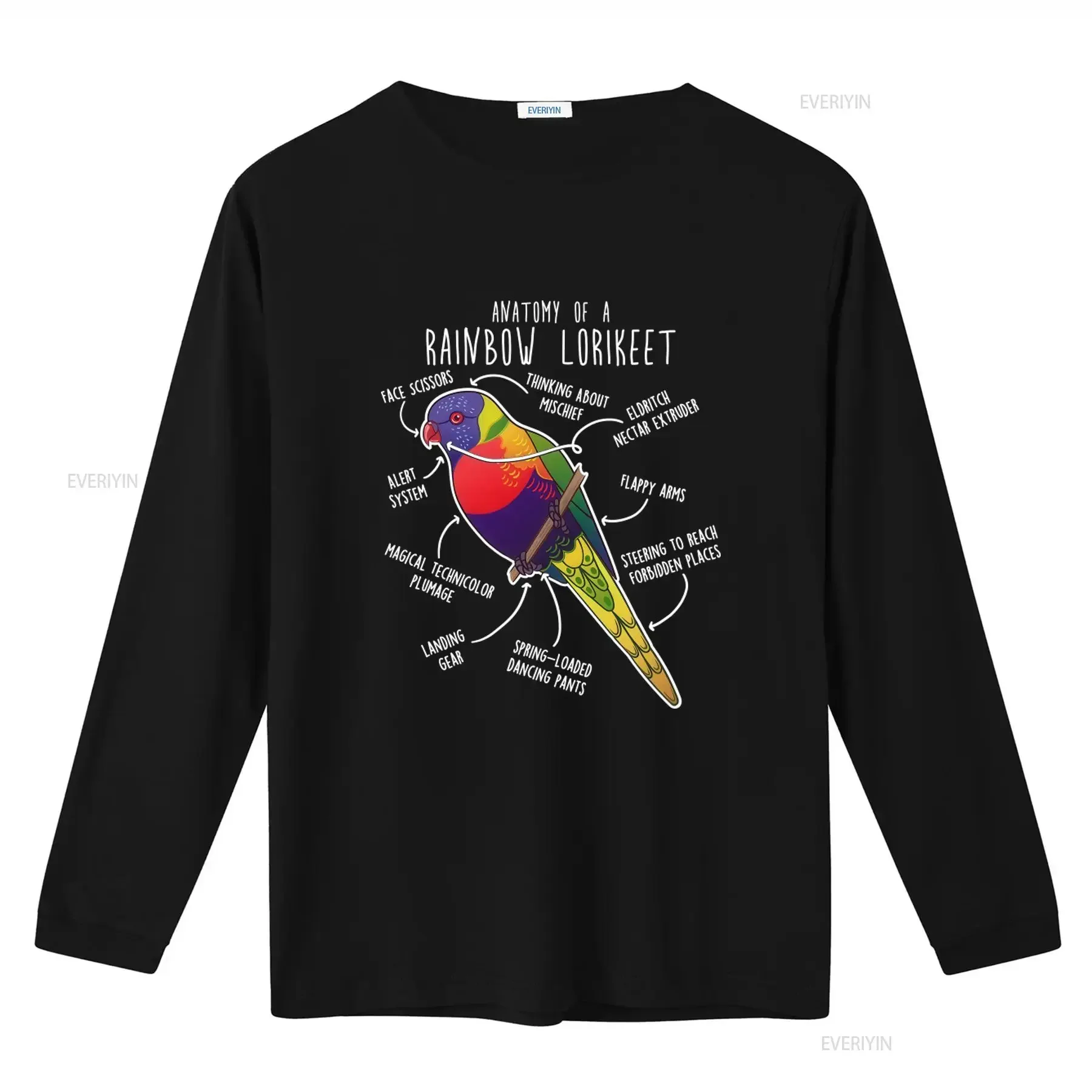 Rainbow Lorikeet T Shirt Funny Bird Lover Design with Cute Lory Parrot Anatomy Illustration Australian Animal for Mom Dad