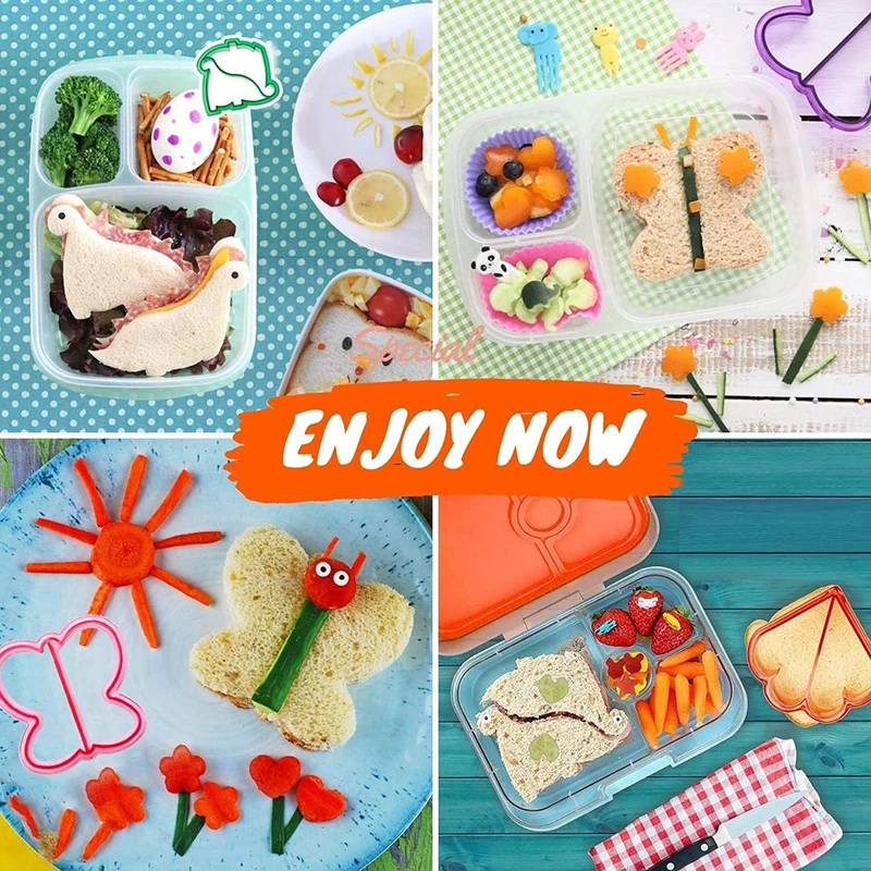 6 PCS Sandwich Cutters Set for Kids Children Bread Toast Cutting Maker Molds Baking Tools Lunch Bento Box Accessories