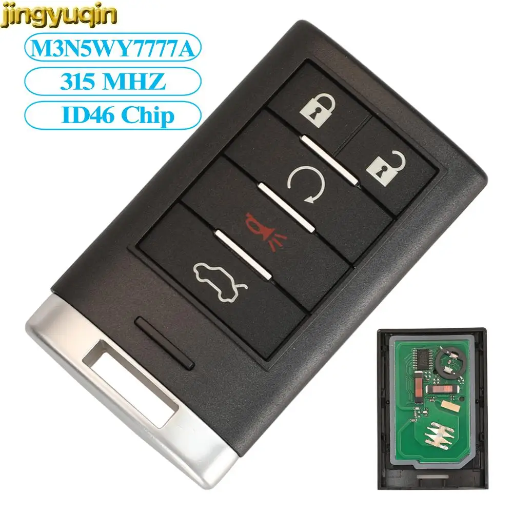 Jingyuqin Car Key Alarm Remote Fob 315MHz ID46 M3N5WY7777A For Cadillac CTS STS 2008-2014 CTS Coupe 2012 5 Buttons