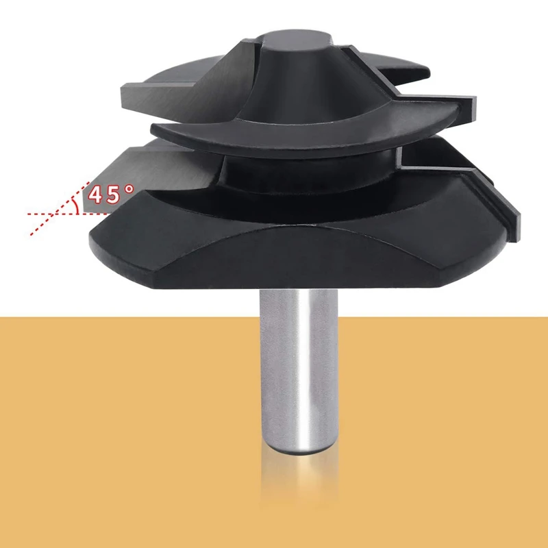 Broca enrutadora de inglete con bloqueo de vástago de 1/2 pulgadas, 45 grados, 1/2 pulgadas a 1 pulgada, 2-3/4 pulgadas de diámetro, brocas para enrutador de madera CNC