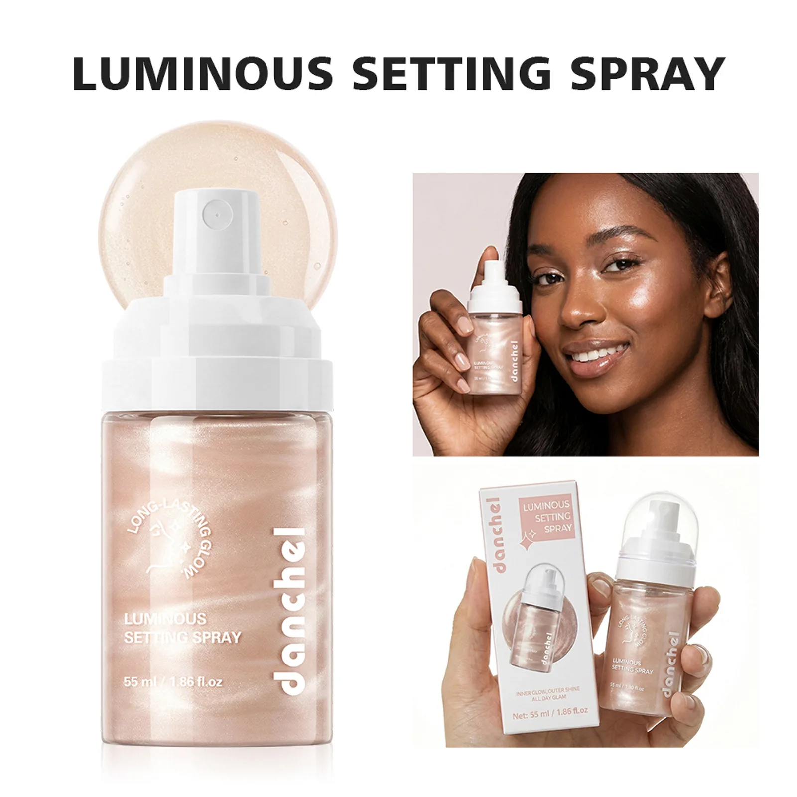 Pearlescent Shimmer Makeup Setting Spray Waterproof Moisturizing Long Lasting Fine Shiny Face Beauty Fixing Spray Makeup