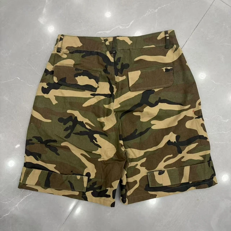 Camo Cargo Shorts für Herren, Baggy Multi-Pocket-Shorts mit Kordelzug in der Taille, Baumwolle, Streetwear, Hip-Hop, Camouflage, knielang, taktische Shorts – Detail 3