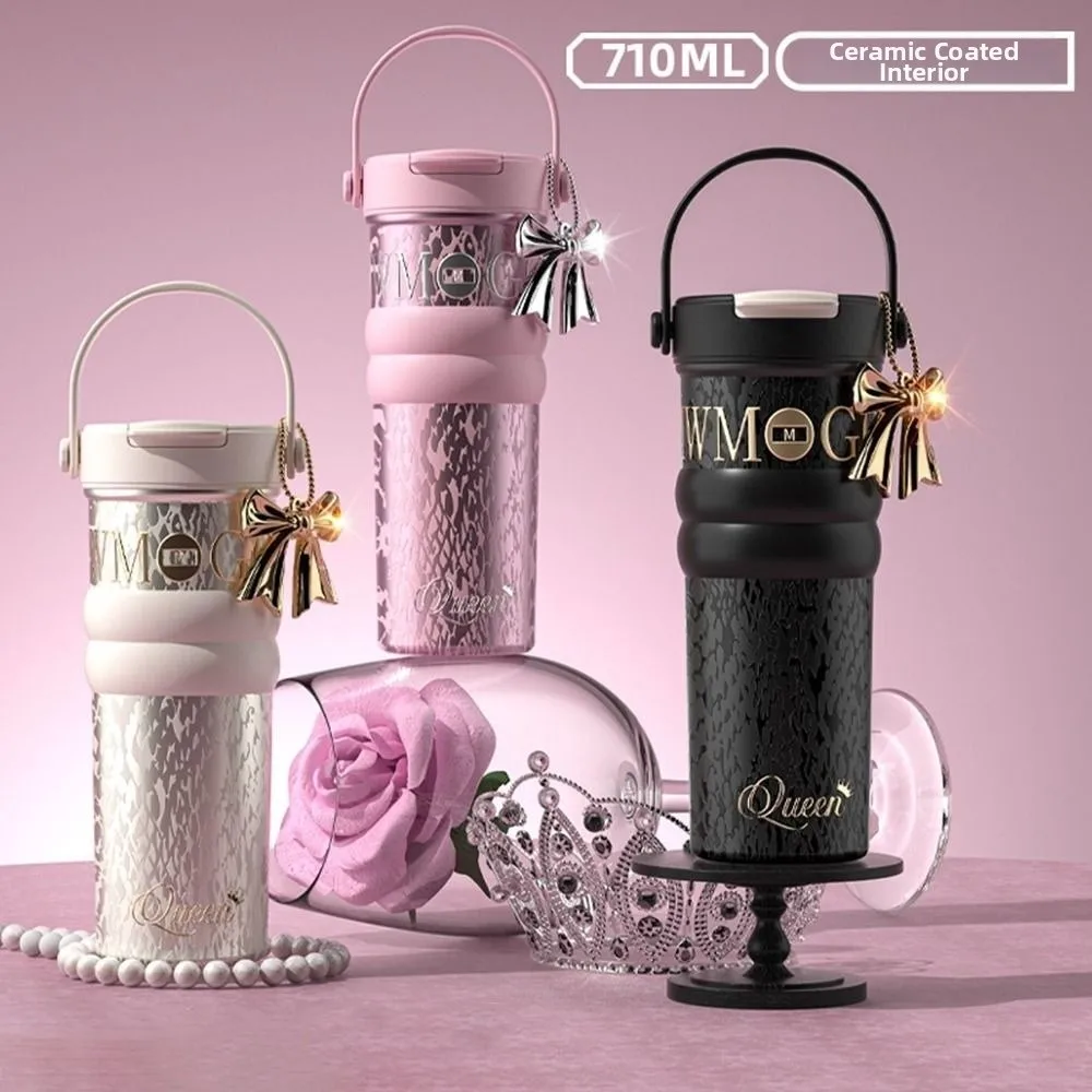 

710ML Ceramic Coated Coffee Cup SUS316 Stainless Steel Keeps Both Hot and Cold Vacuum Cup With Lifting Rope High-Capacity