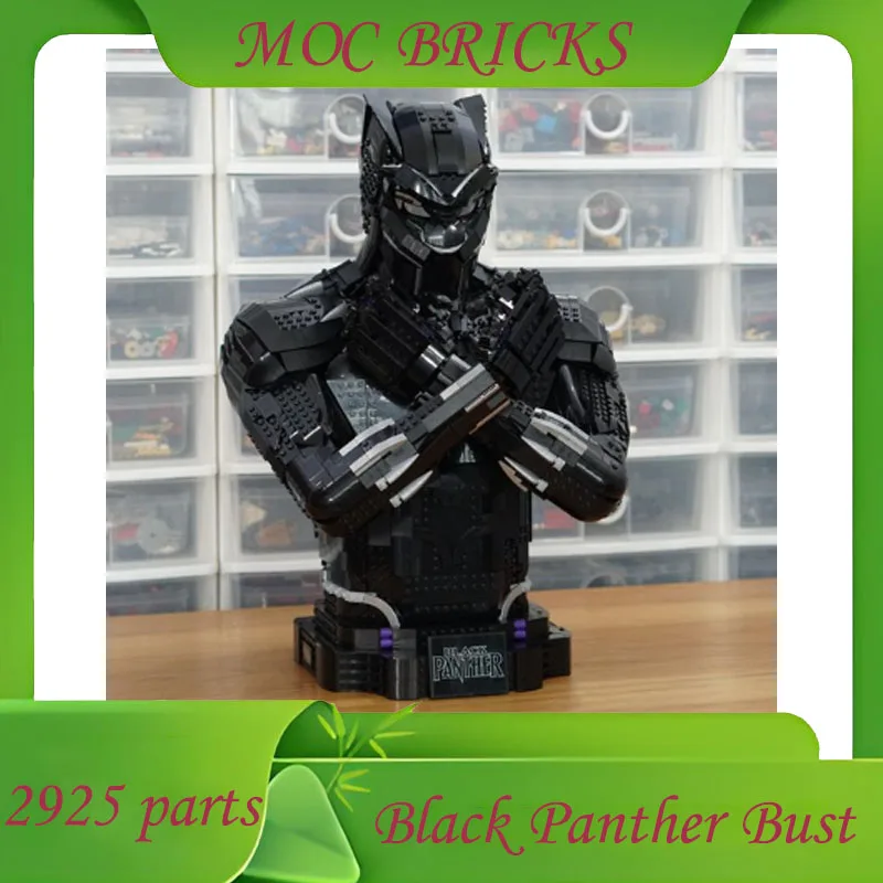 

Customize 2925PCS Moc Black Panther Bust Alternate Build Creative Building Block Marvelses Toy Birthday Christmas Gifts