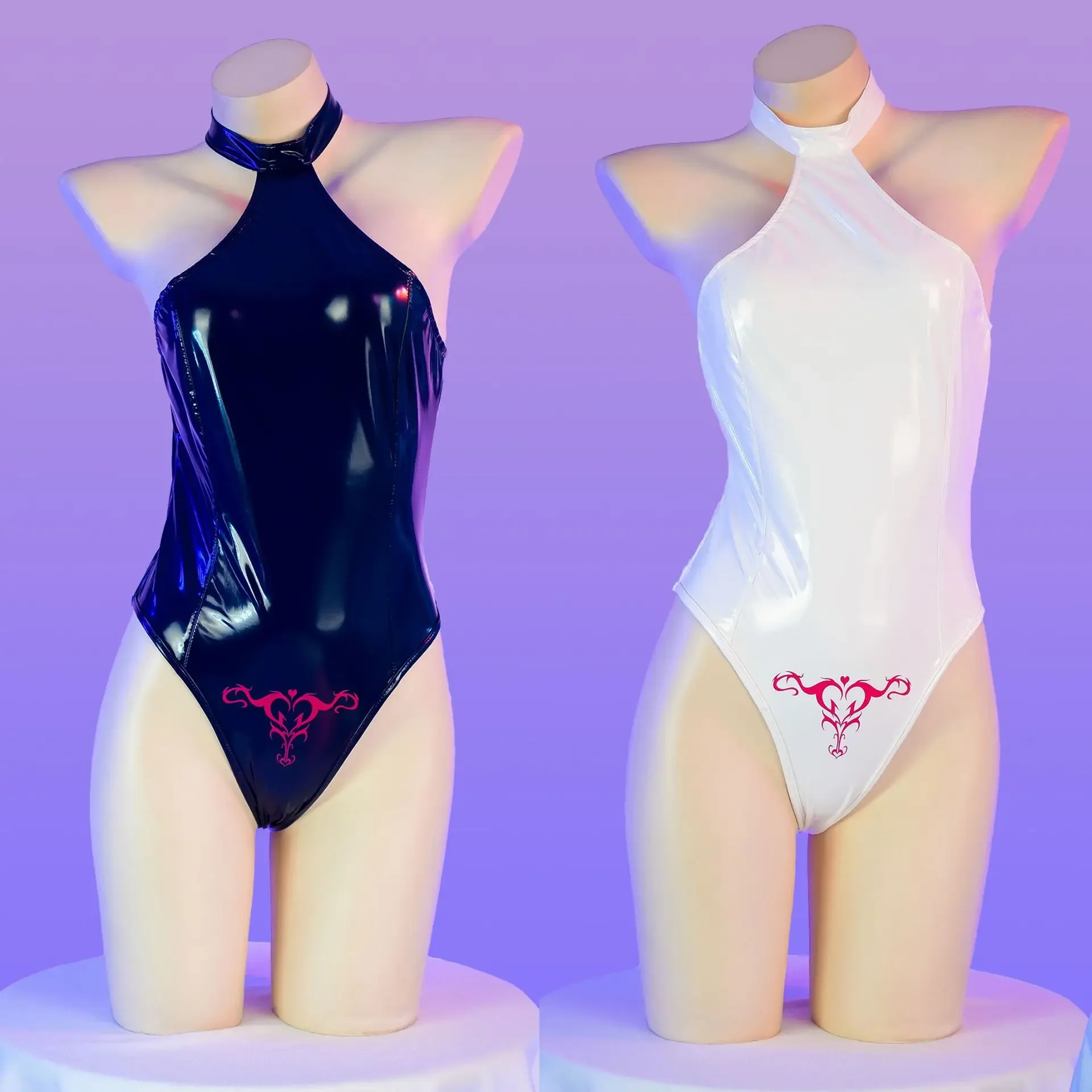 

Anime Pu Leather Swimsuit Japanese Girl Bodysuit Cosplay Costume Halter Backless Underwear Nightgown Role Play Lingerie Outfits