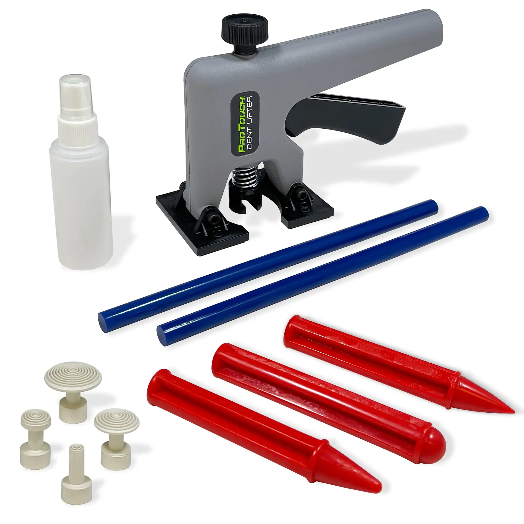 

Touch Automotive Paintless Dent Removal Tool Kit with 2 Glue Sticks, Tabs, and a Spray Bottle