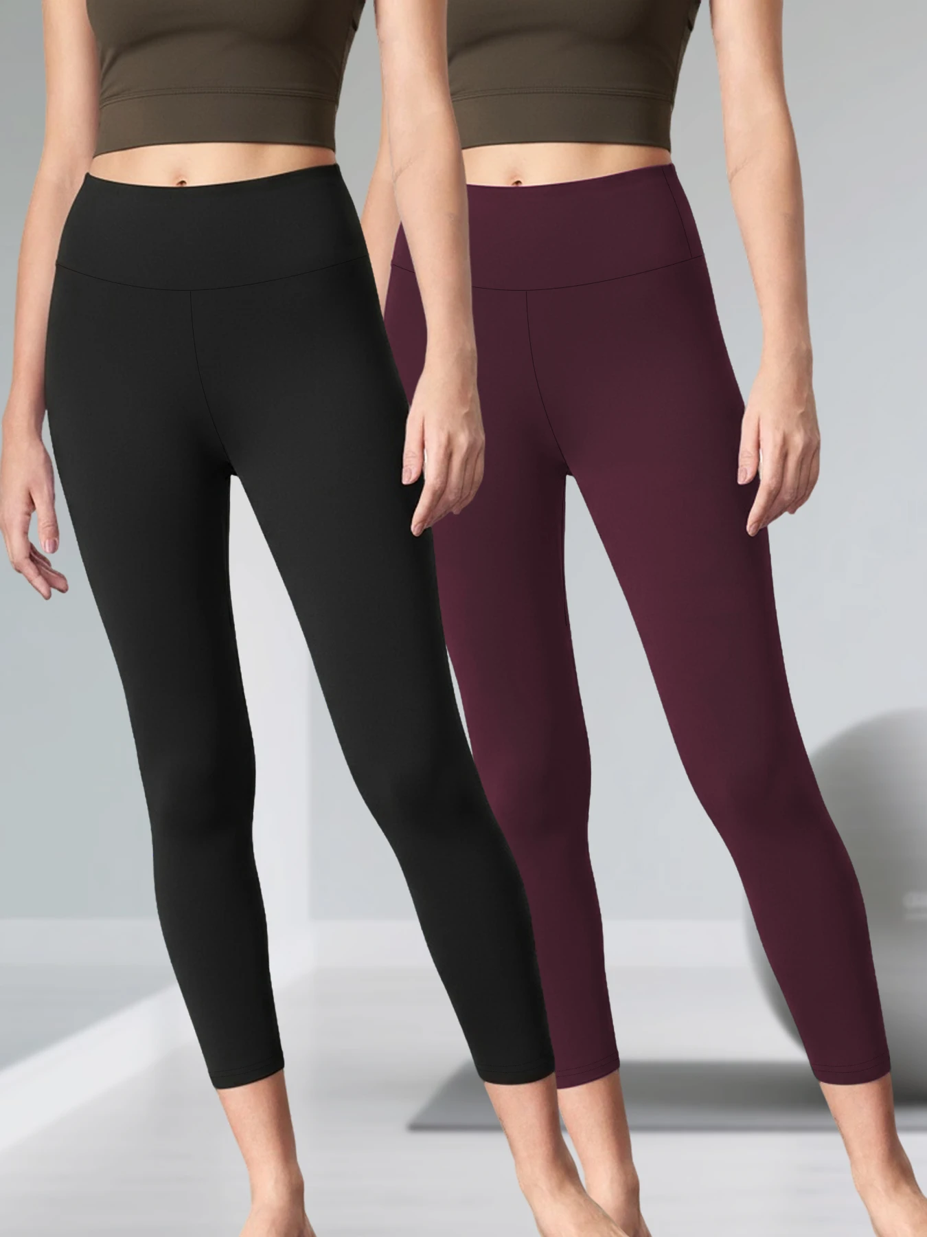 2枚組 レディース 超ソフト レギンス ハイウエスト お腹シェイプ 透けない ワークアウト ヨガ ランニング アスレチック プッシュアップ ジム レギンス